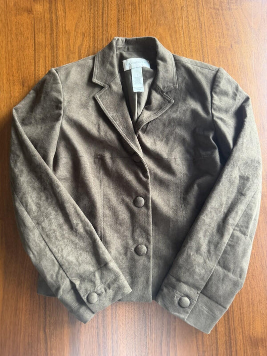 Liz Claiborne Women's Brown Faux-Suede Button-Up Blazer - Size 4