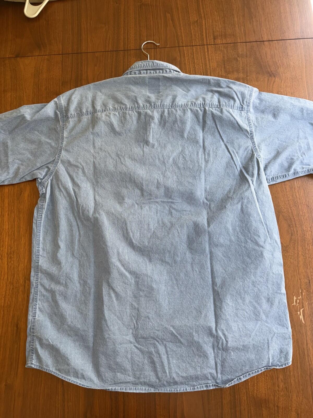 RedHead Men's Short Sleeve Blue Button-Down Work Shirt - Size Large