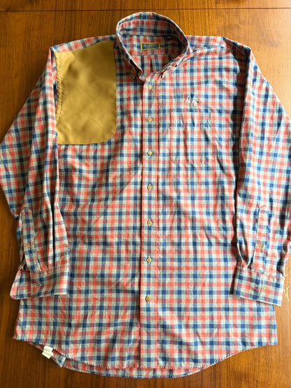Al Dixon's Men's Plaid Flannel Shooting Shirt with Quilted Shoulder Patch Size L