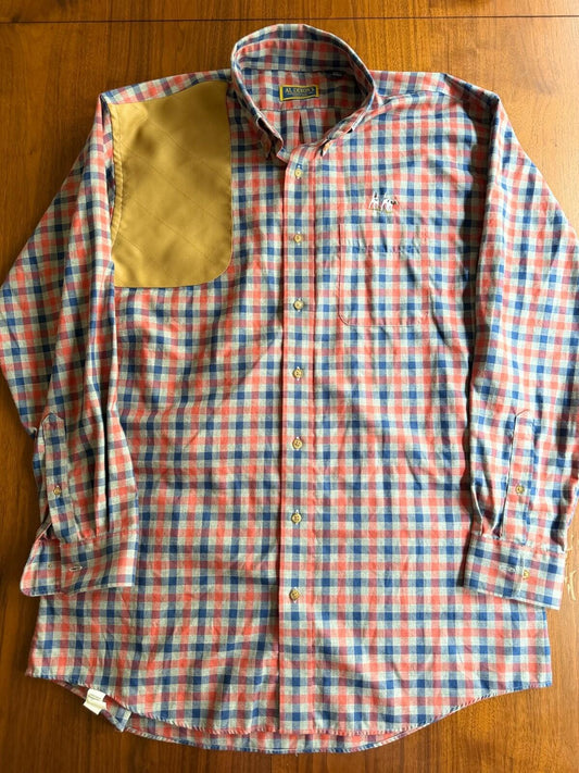 Al Dixon's Men's Plaid Flannel Shooting Shirt with Quilted Shoulder Patch Size L