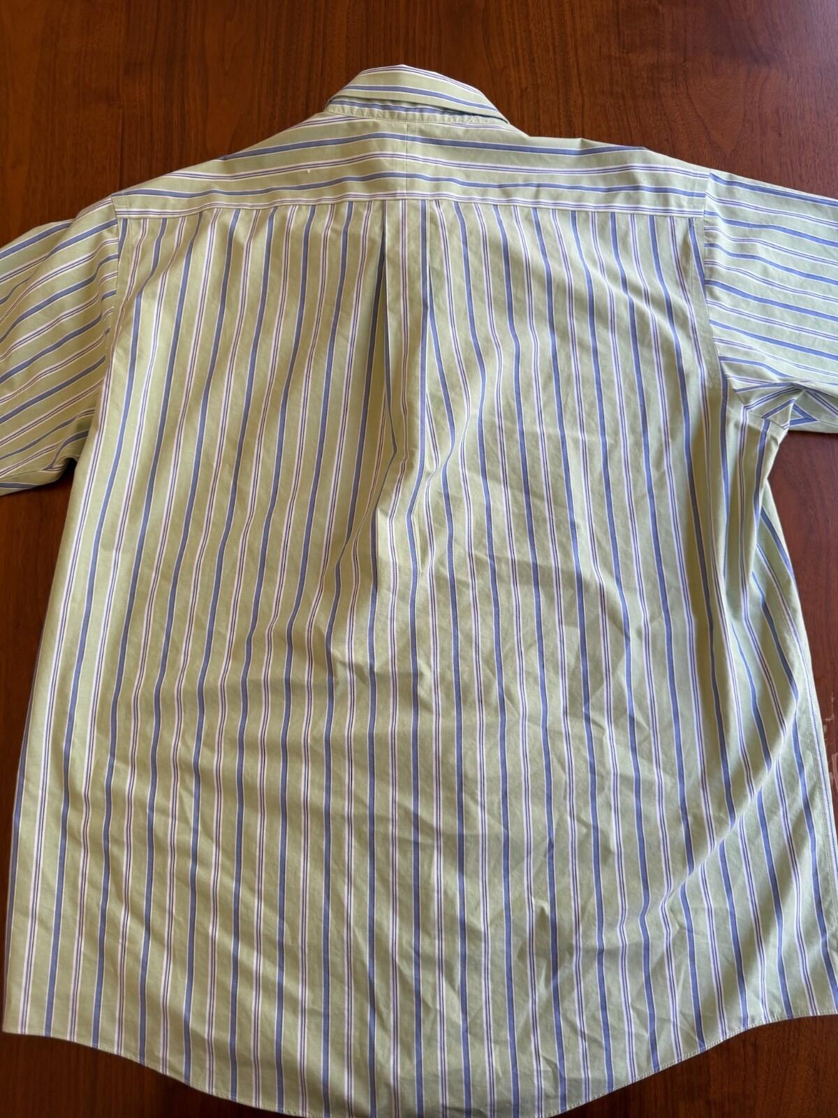 L.L. Bean Men's Short Sleeve Striped Button Down Shirt - Size L