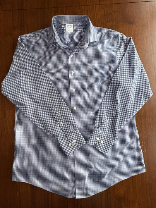 Brooks Brothers Regent Fit Blue Gingham Dress Shirt - Size 16.5-34