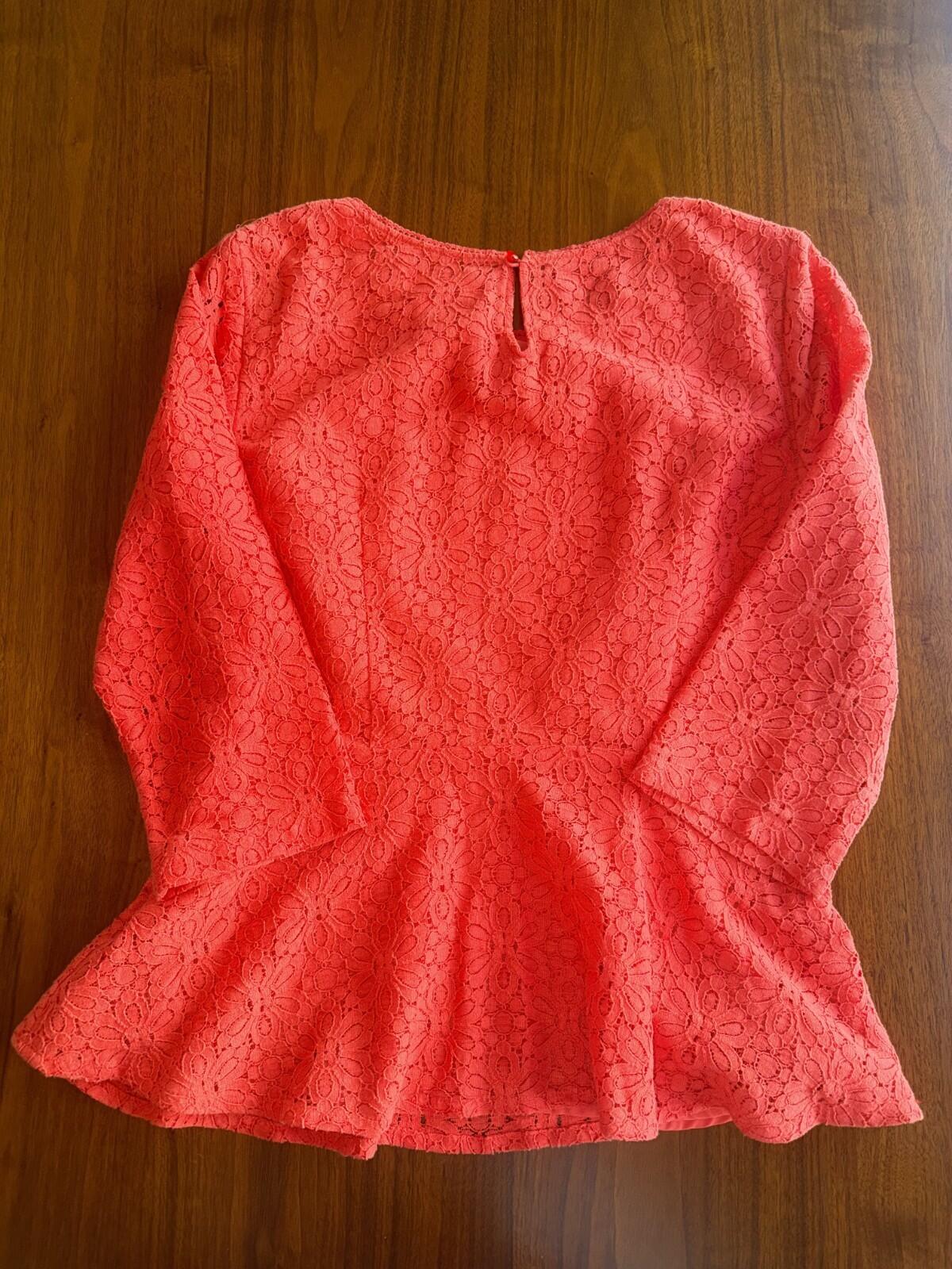 Moulinette Soeurs Women's Red Lace Peplum Blouse - Size 10