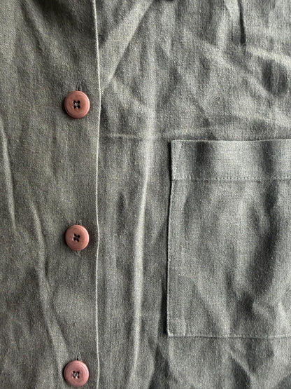 Style & Co Collection Women's Olive Green Linen Blend Button Down - Size 8