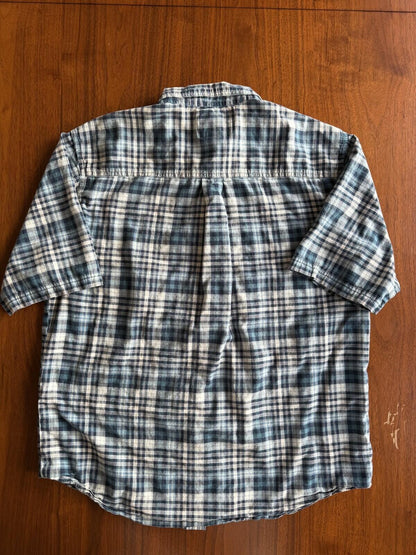 Woolrich Men's Blue Plaid Short-Sleeve Button-Down - Size L