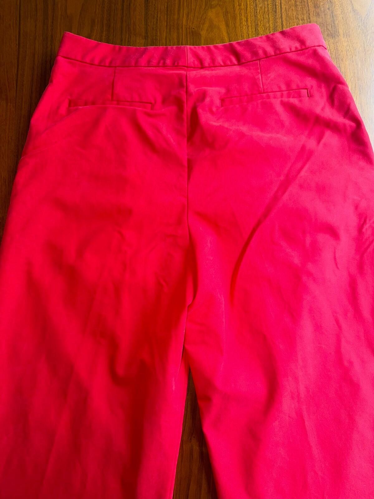Lauren by Ralph Lauren Women's Red Wide Leg Pleated Trousers - Size 12