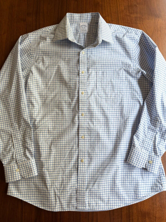 Brooks Brothers Regent Fit Non-Iron Stretch Dress Shirt Blue Check 16.5-34