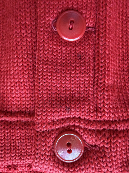 Vintage Red Nelson Knitting Mills Varsity Cardigan Sweater w/Patches - Size M