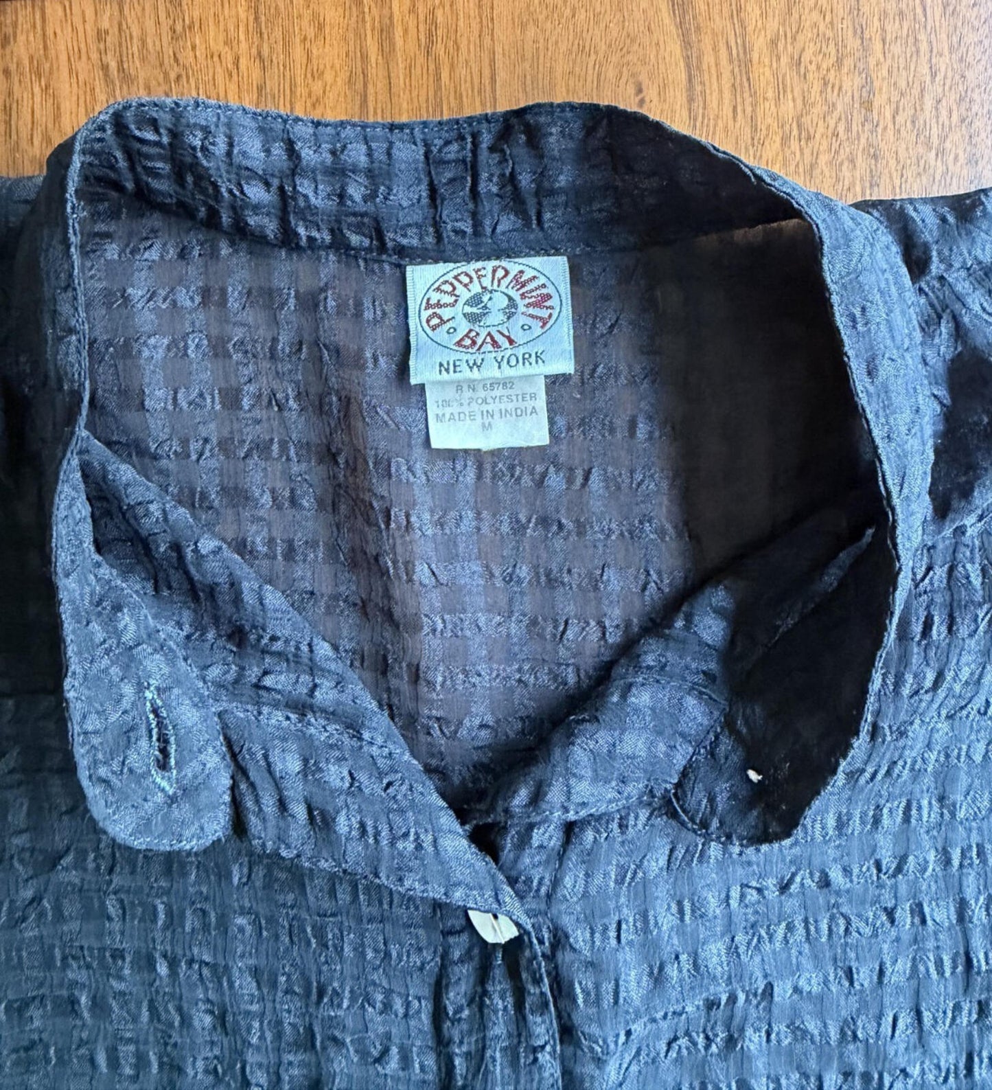 Vintage Women's Peppermint Bay NY Sheer Textured Button-Down Shirt - Size M