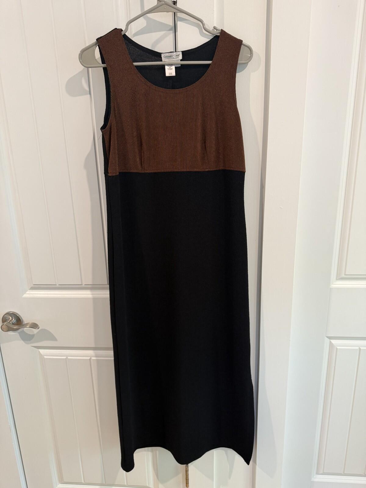 Vintage Coldwater Creek Women's Maxi Dress Bronze & Black Dress - Size 6P
