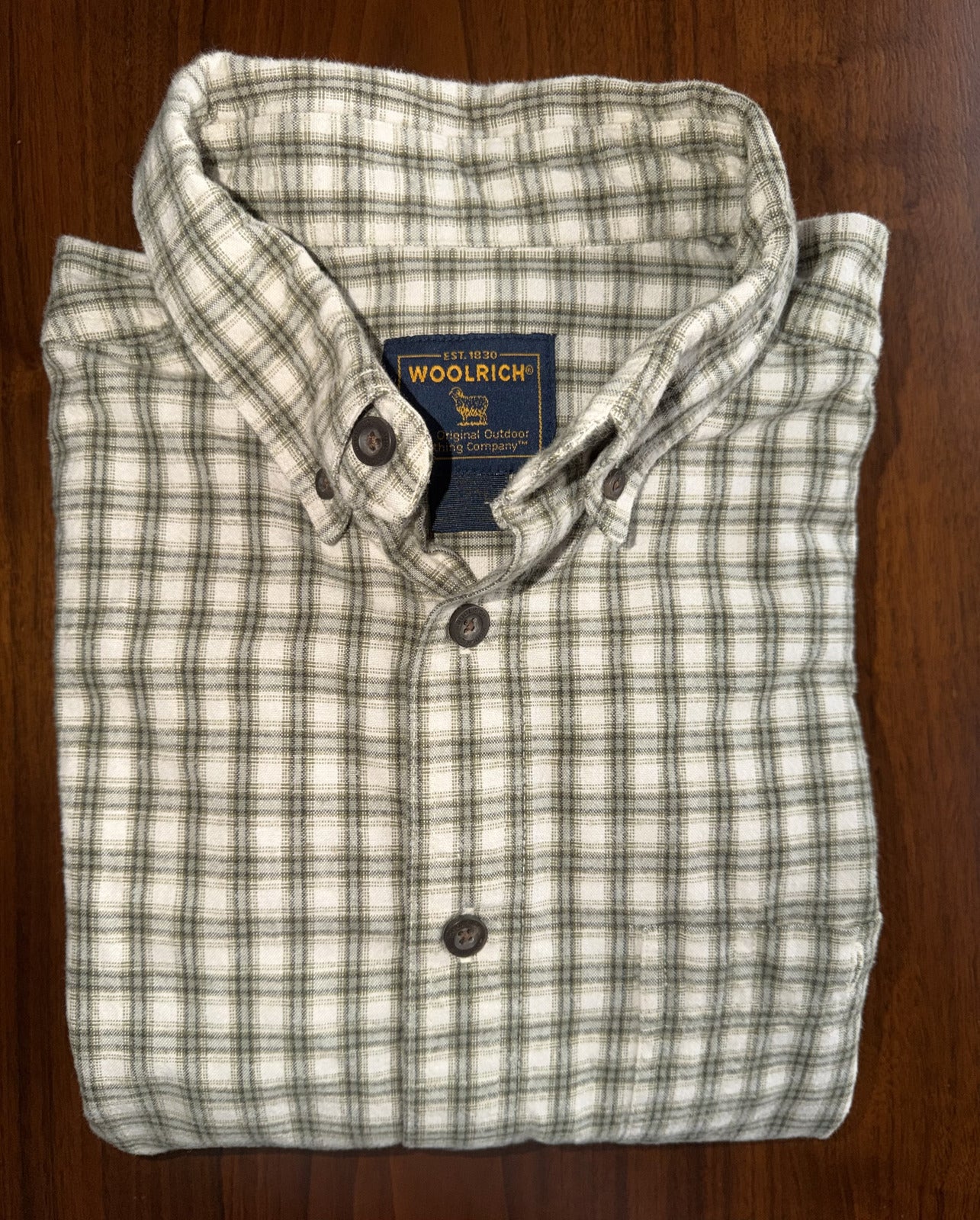 Woolrich Men's Long Sleeve Flannel Button-Down Green Plaid Shirt - XLT