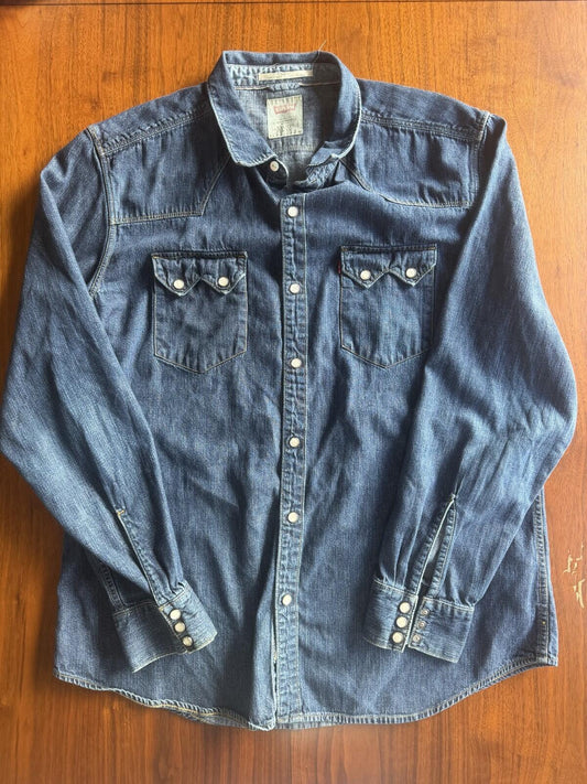 Levi's Slim Fit Western Pearl Snap Shirt - Size XXL