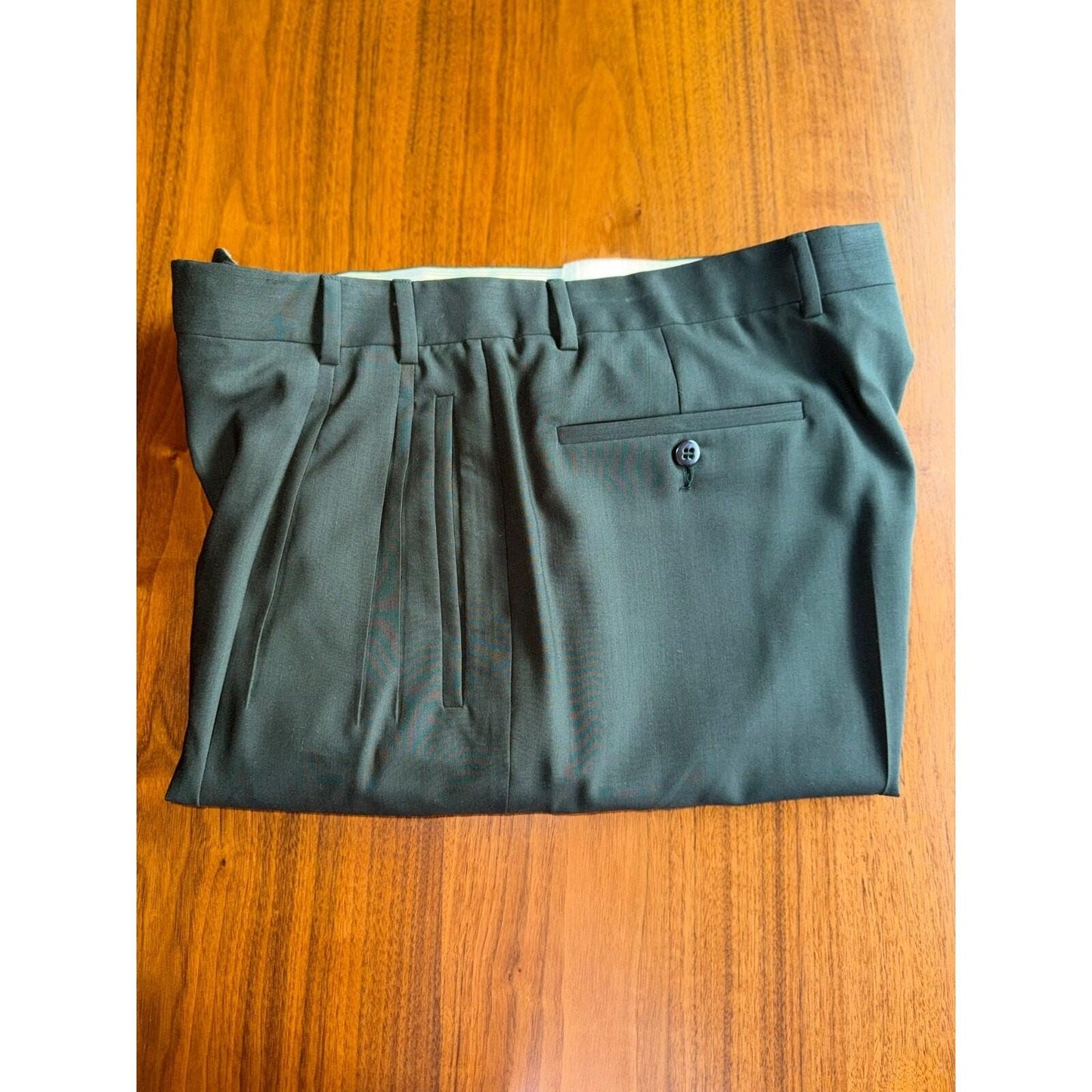 Zanella Men's 100% Virgin Wool Italian-Made Double Pleated Cuffed Trousers 34