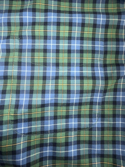 L.L.Bean Men's Wrinkle Resistant Blue & Green Plaid Button-Up Shirt - Size L