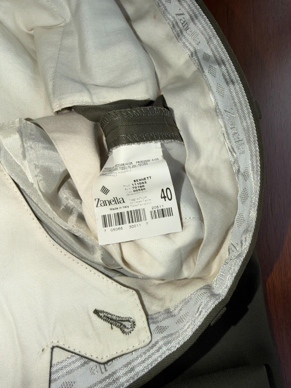 Zanella Bennett Made in Italy Pleated 100% Virgin Wool Dress Pants Size 40