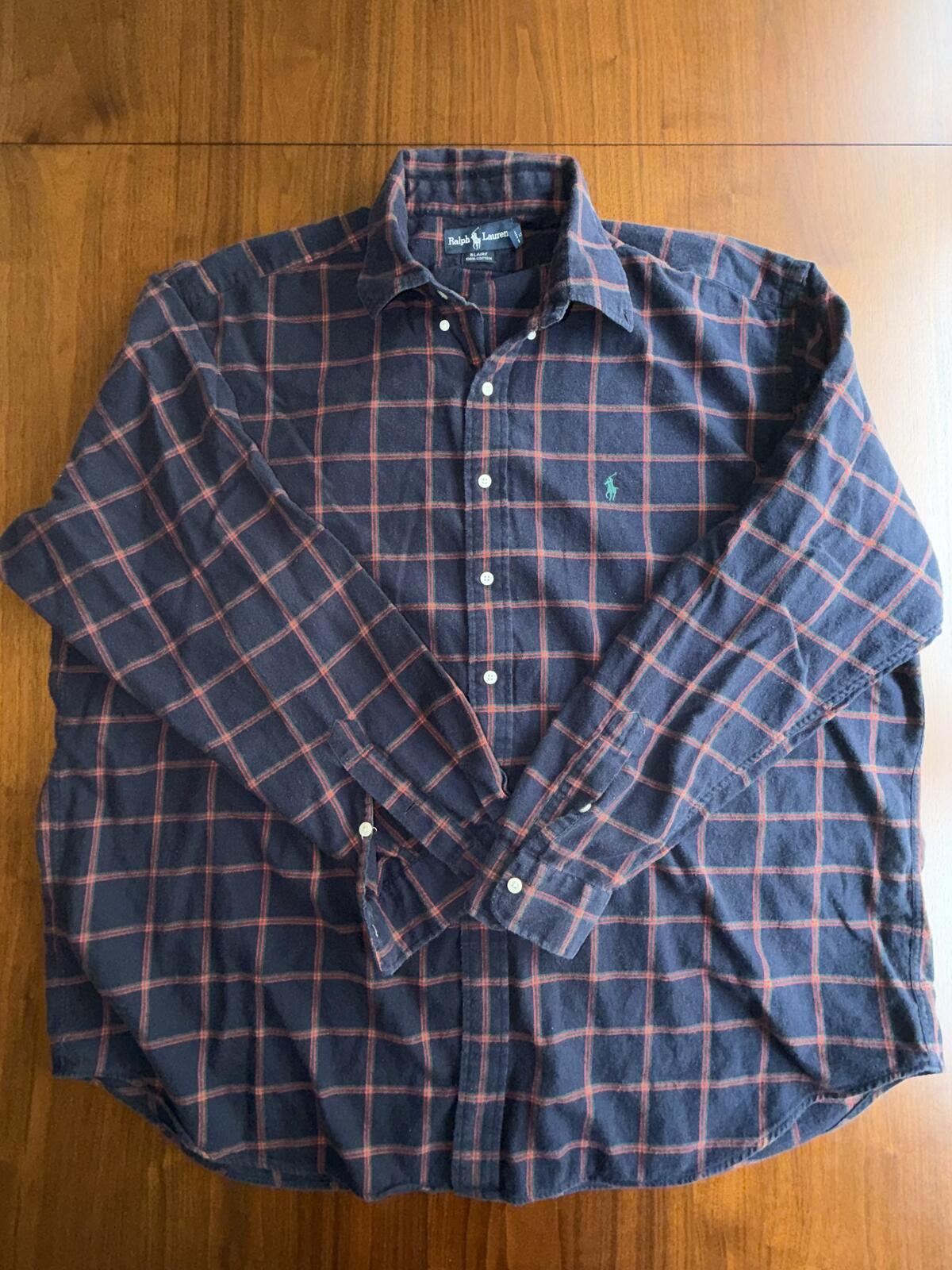 Polo Ralph Lauren Blaire Navy Plaid Button-Down Shirt 100% Cotton - Size XXL