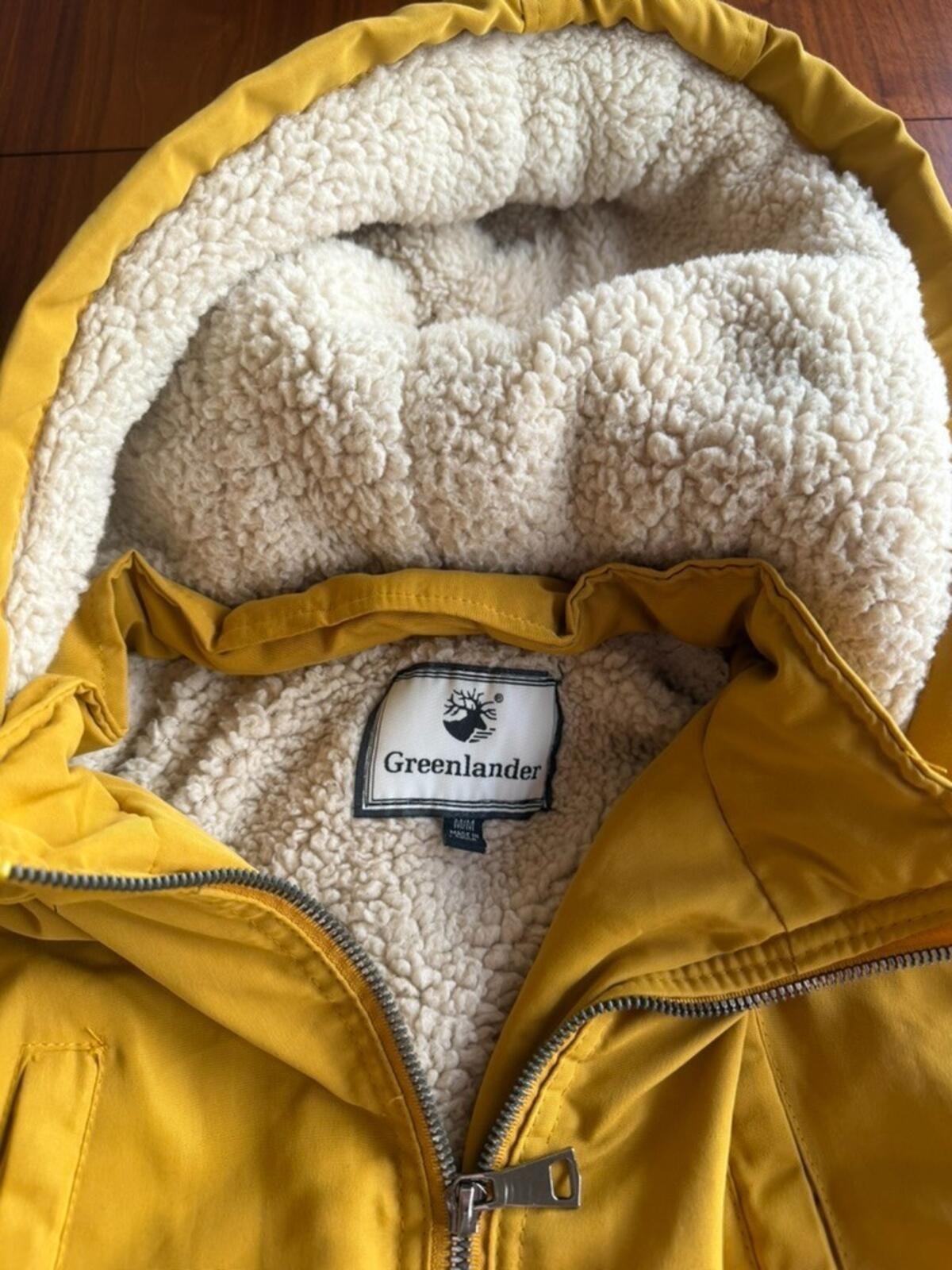 Greenlander Women's Mustard Yellow Sherpa-Lined Hooded Parka Jacket - Size M