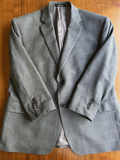 Lauren by Ralph Lauren Men's Grey Houndstooth Windowpane Blazer - Size 42S
