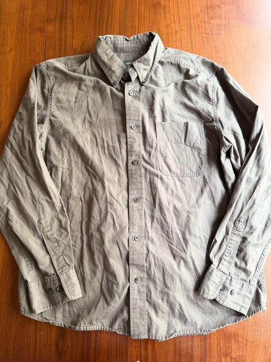 Eddie Bauer Relaxed Fit Long Sleeve Button Down Shirt Olive Green L