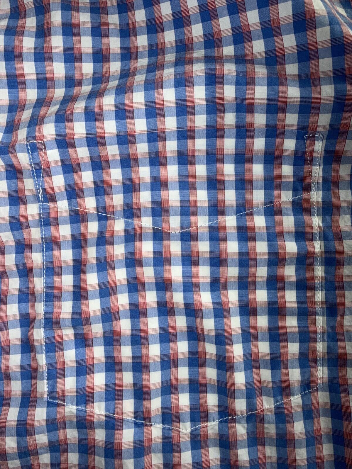 Banana Republic Men's Stretch Poplin Slim Fit Pink/Blue SS Button Down - Size XL