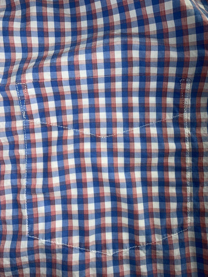 Banana Republic Men's Stretch Poplin Slim Fit Pink/Blue SS Button Down - Size XL