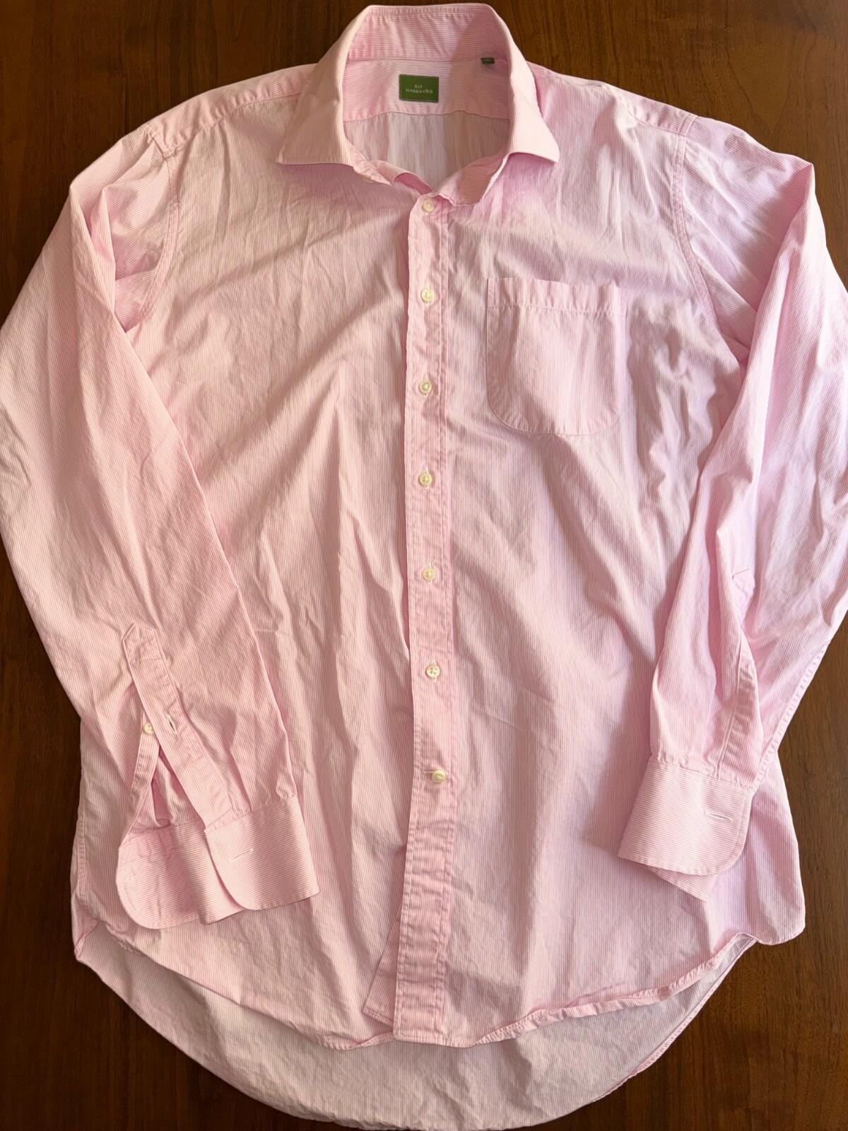 Sid Mashburn Cotton Poplin Pink Small Bengal Stripe Button-Up Shirt, Size 16.5-36