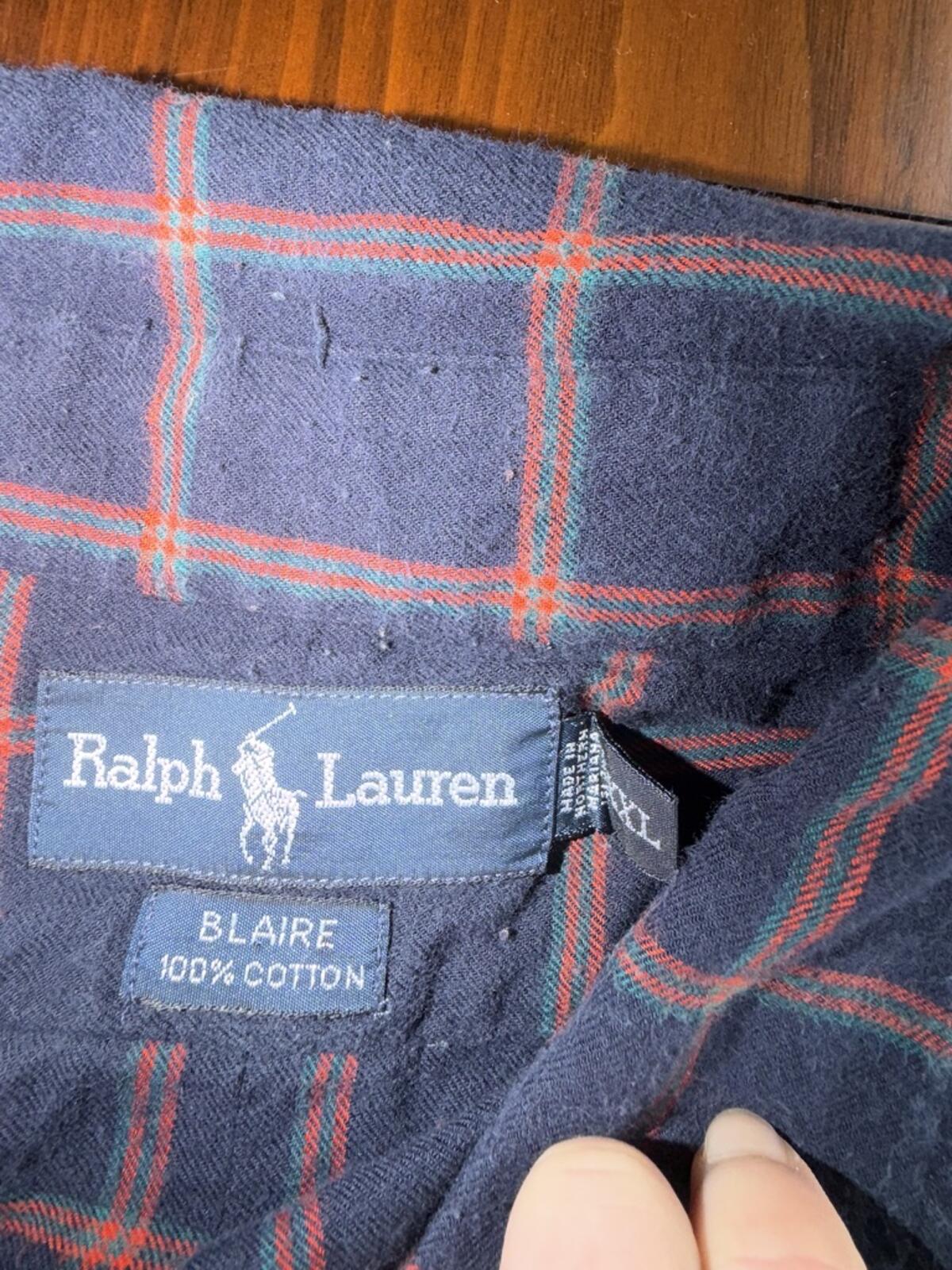 Polo Ralph Lauren Blaire Navy Plaid Button-Down Shirt 100% Cotton - Size XXL