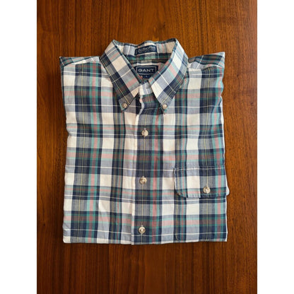 Vintage Gant Fox Hunt Blue & Green Plaid Button Down - Size L