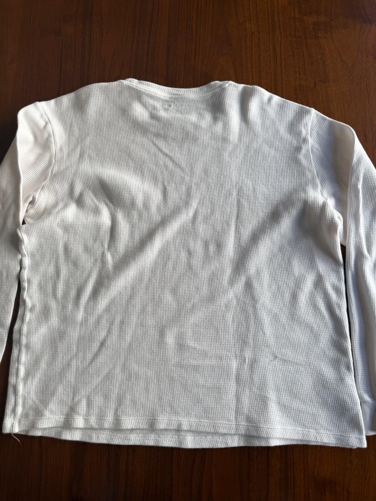 Lacoste Men's XL White Waffle Knit Thermal Sleepwear Long Sleeve Shirt
