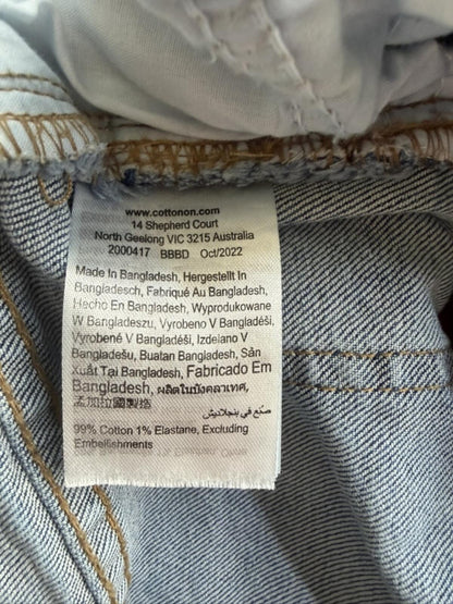 Cotton On Women's High Waist Rolled Hem Medium Wash Denim Shorts - Size 8
