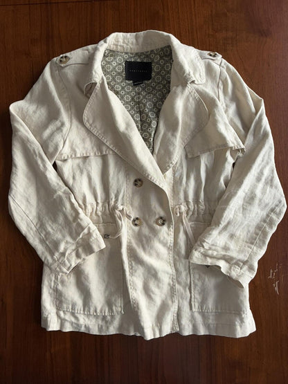 Sanctuary Women's Cream Linen Blend Jacket - Size L