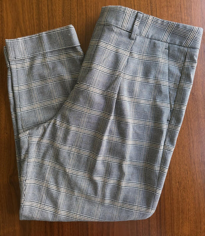 Banana Republic Women's Black Plaid Pleated & Cuffed Dress Pants - Size 14
