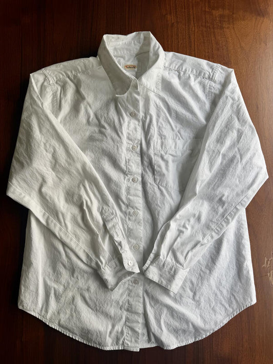 Talbots White 100% Cotton Embroidered Collar Button Front Shirt - Size S