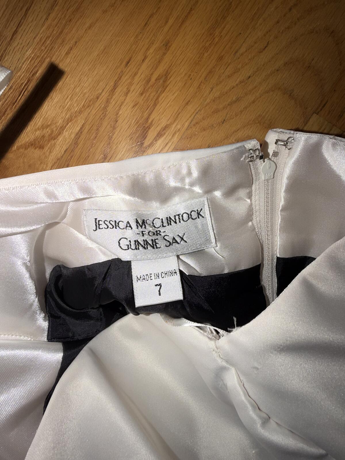 Jessica McClintock Women's Strapless Black/White/Gold Fit & Flare Dress - Size 7