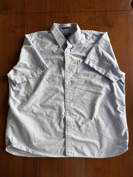 Lands' End Men's Sail Rigger Blue Oxford Short Sleeved Button Down - Size XL