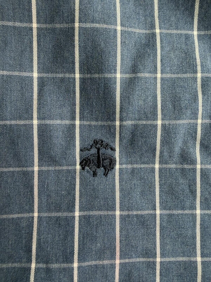 Brooks Brothers Men's Madison Non-Iron Blue Cotton Plaid Shirt - Size XL