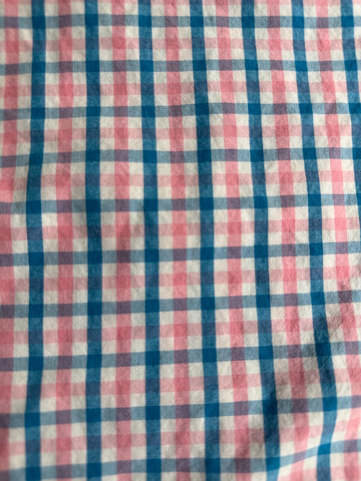 J.Crew Men's Large Short Sleeve Button-Down Shirt Pink & Blue Plaid L