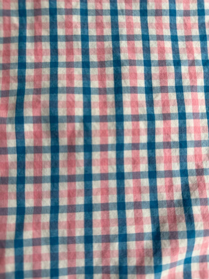 J.Crew Men's Large Short Sleeve Button-Down Shirt Pink & Blue Plaid L