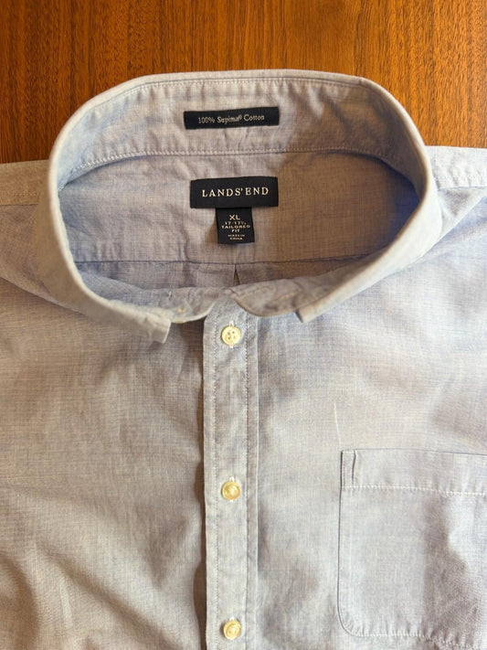 Lands' End Men's Tailored Fit 100% Supima Cotton Oxford Light Blue - Size XL