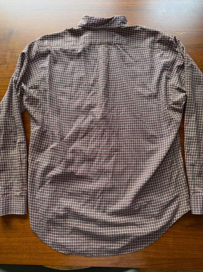 Polo Ralph Lauren Men's Classic Fit Burgundy Plaid Long Sleeve Shirt - Size M