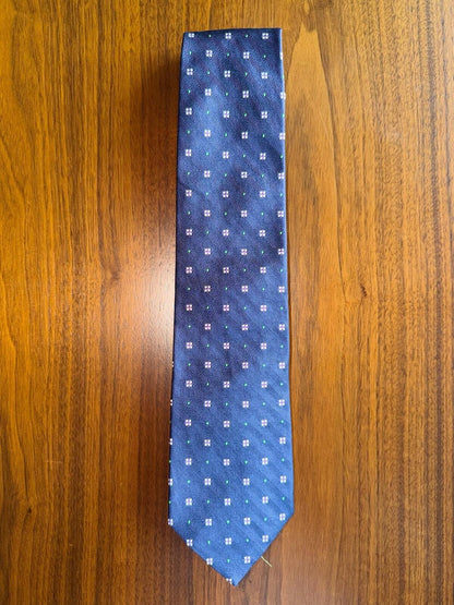 Brooks Brothers Makers & Merchants Navy Blue Silk Herringbone Medallion Tie