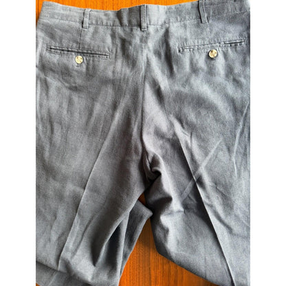 Alan Flusser Men's Blue Linen Blend Dress Pants - 34x30