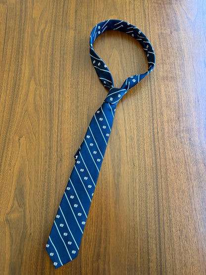 Carlo Martini Navy Blue Striped Coat of Arms Crest Men's Tie