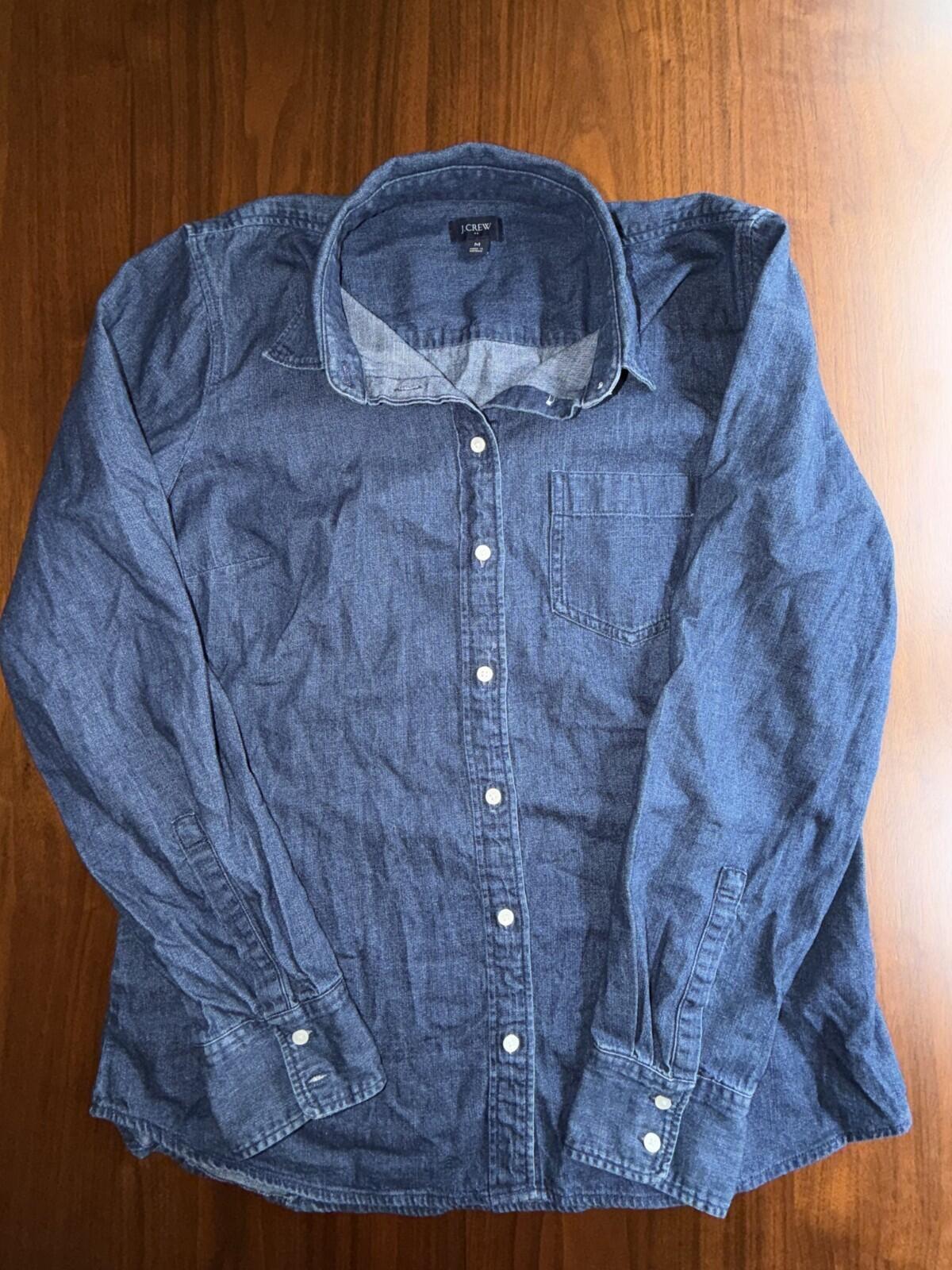 J.Crew Women's Classic Denim Button-Up - Size M