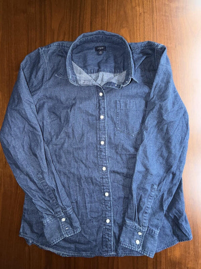 J.Crew Women's Classic Denim Button-Up - Size M