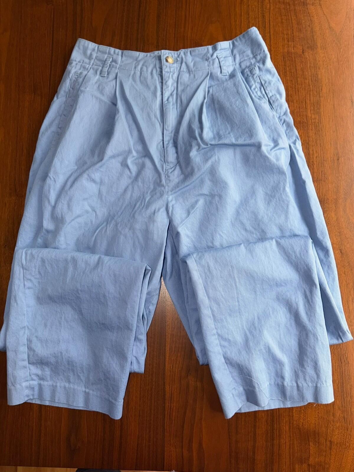 Intentions Women's Pleated Light Blue High-Waisted Pants - Size 12