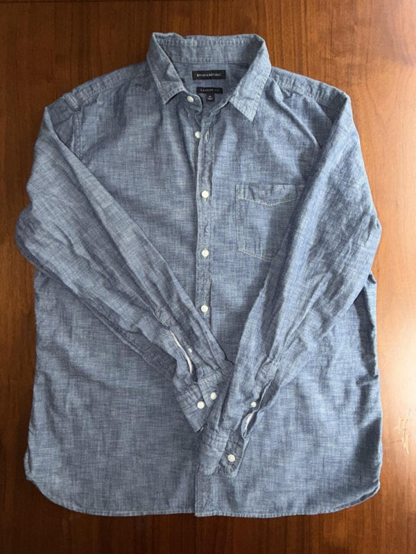 Banana Republic Men's Camden Fit Chambray Long Sleeve Shirt - Size XL