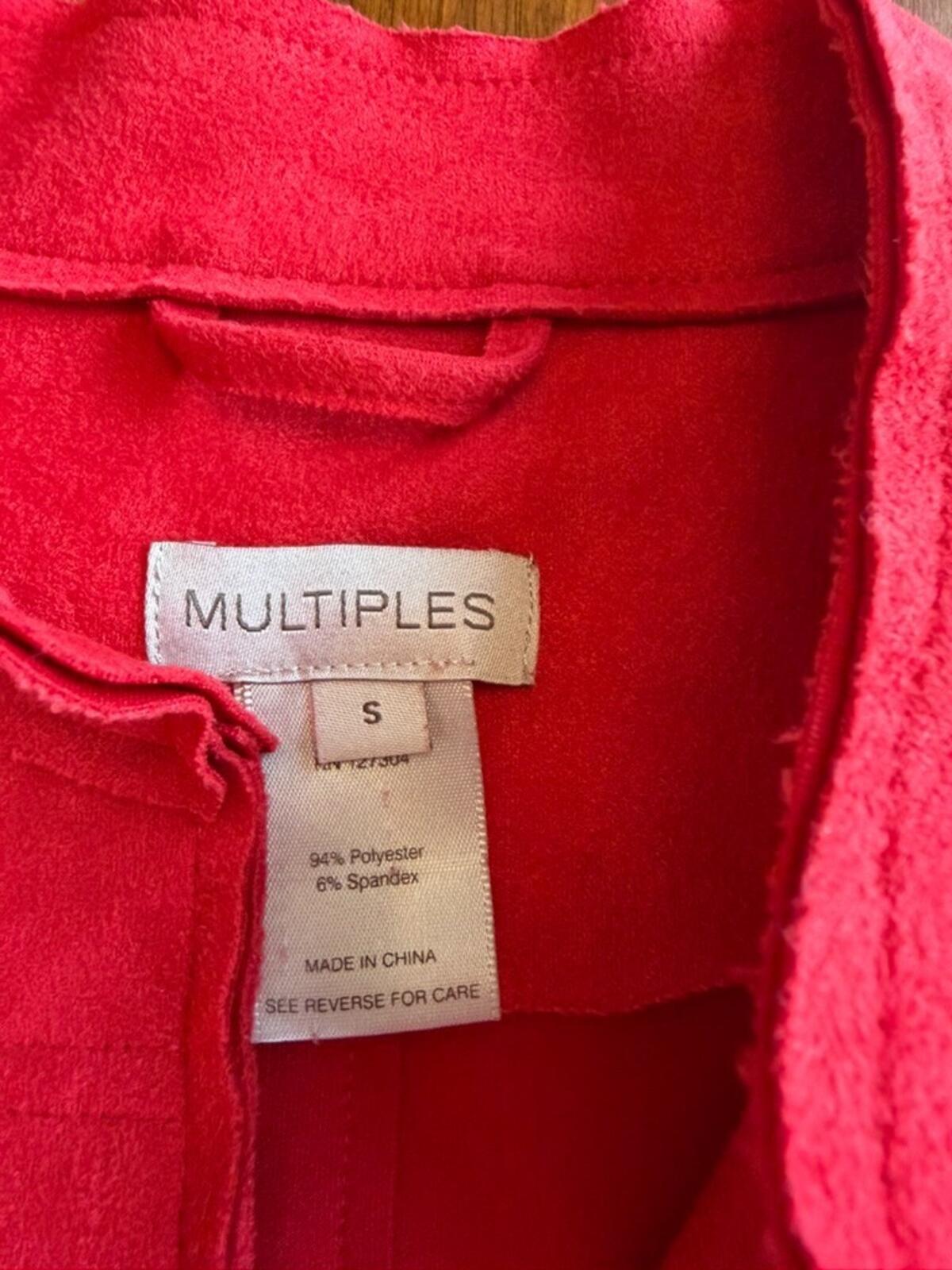 Multiples Women's Red Faux-Suede Military Style Jacket - Size S