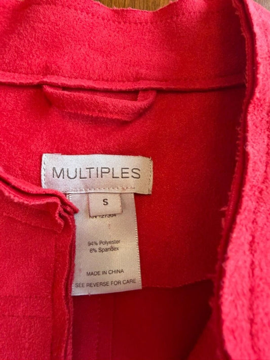 Multiples Women's Red Faux-Suede Military Style Jacket - Size S