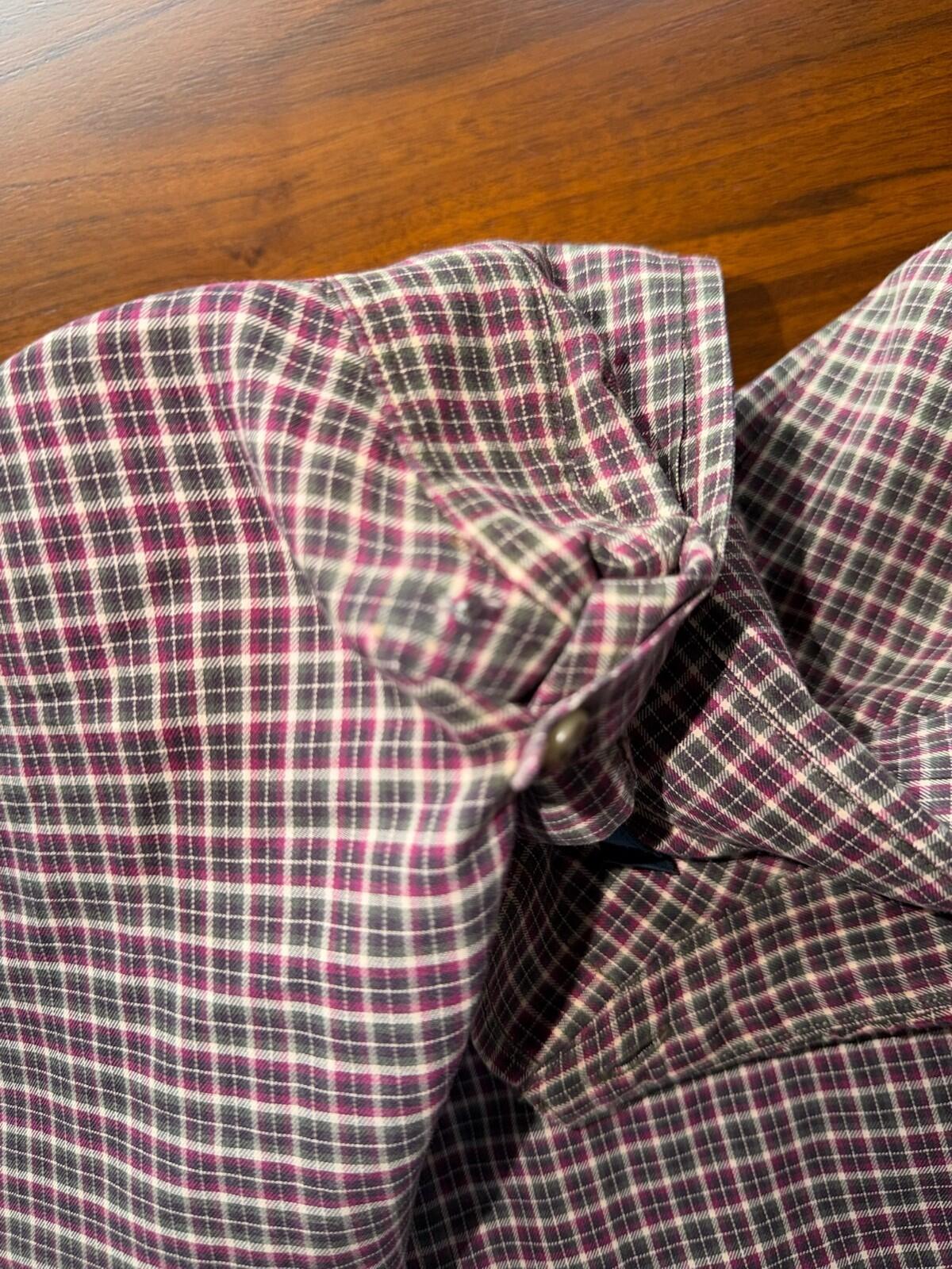 Polo Ralph Lauren Men's Classic Fit Burgundy Plaid Long Sleeve Shirt - Size M